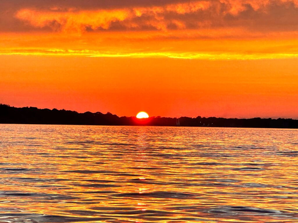 Sunset photo taken on Shelter Island Sound from American Beauty II by a guest on the 2 hour sunset cruise