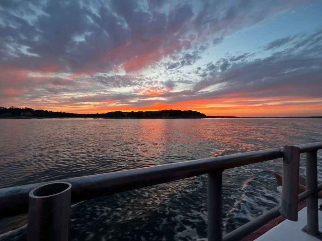 Sunset photo taken on Shelter Island Sound from American Beauty II by a guest on the 2 hour sunset cruise