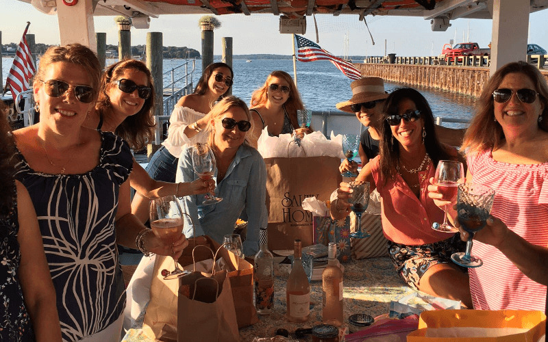 Birthday party private charter leaving Sag Harbor for a sunset cruise.