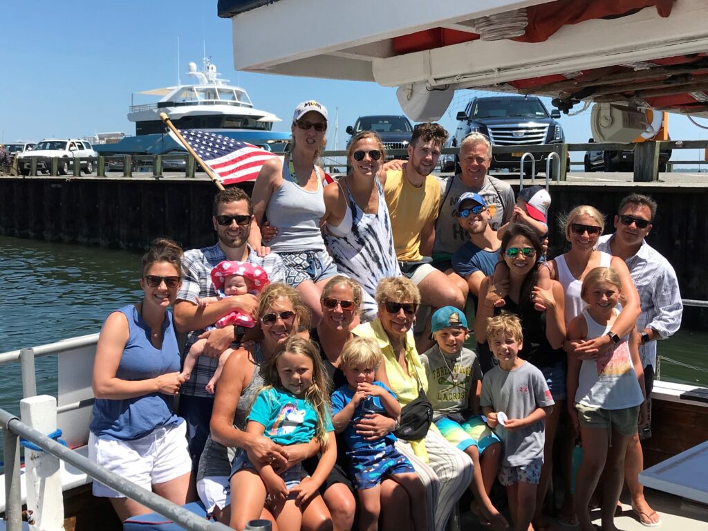 Large family birthday party on a private charter aboard American Beauty II in Sag Harbor