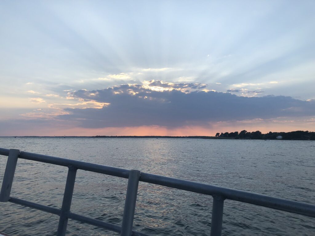 Sunset photo taken on Shelter Island Sound from American Beauty II by a guest on the 2 hour sunset cruise