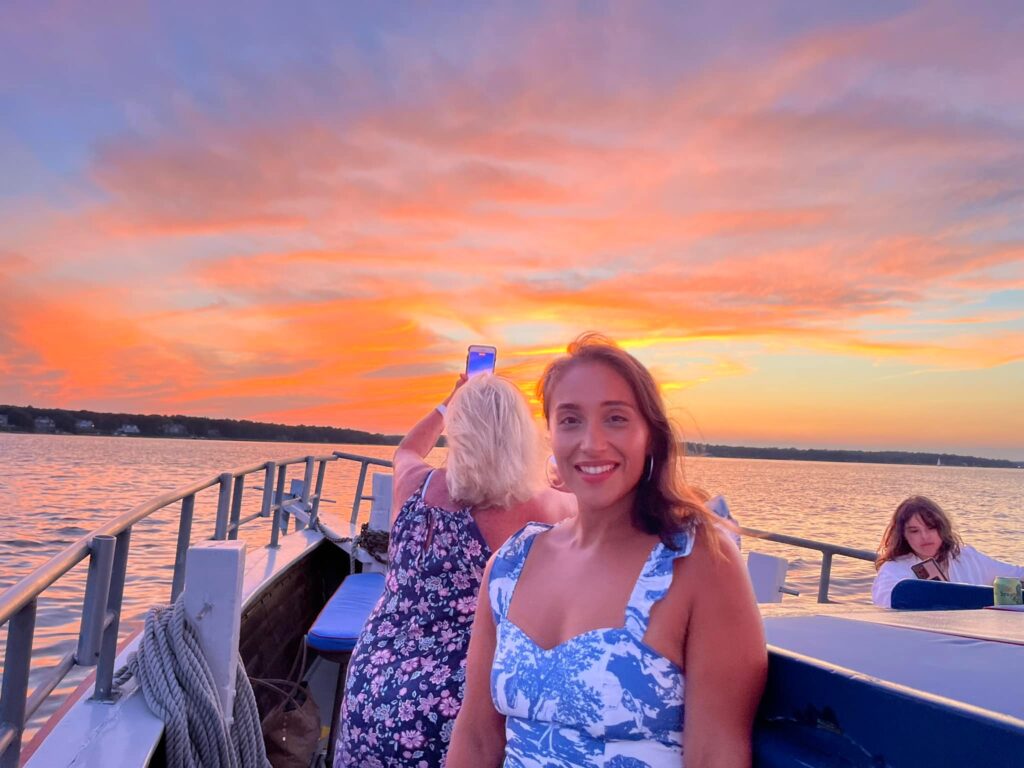 Private charter sunset photo from American Beauty II in Sage Harbor